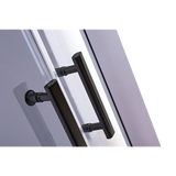 darrahopens Home & Garden > Bathroom Accessories 90 x 90cm Black Rounded Sliding 6mm Curved Shower Screen with White Base