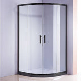 darrahopens Home & Garden > Bathroom Accessories 90 x 90cm Black Rounded Sliding 6mm Curved Shower Screen with White Base