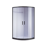 darrahopens Home & Garden > Bathroom Accessories 90 x 90cm Black Rounded Sliding 6mm Curved Shower Screen with White Base