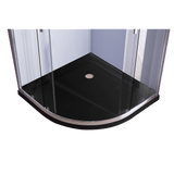 darrahopens Home & Garden > Bathroom Accessories 90 x 90cm Chrome Rounded Sliding 6mm Curved Shower Screen with Black Base