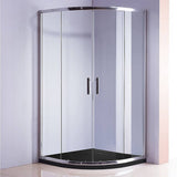darrahopens Home & Garden > Bathroom Accessories 90 x 90cm Chrome Rounded Sliding 6mm Curved Shower Screen with Black Base