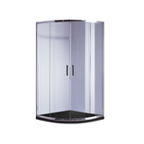darrahopens Home & Garden > Bathroom Accessories 90 x 90cm Chrome Rounded Sliding 6mm Curved Shower Screen with Black Base
