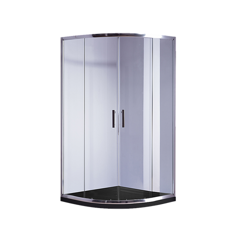 darrahopens Home & Garden > Bathroom Accessories 90 x 90cm Chrome Rounded Sliding 6mm Curved Shower Screen with Black Base