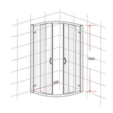 darrahopens Home & Garden > Bathroom Accessories 90 x 90cm Rounded Sliding 6mm Curved Shower Screen with Base in Black