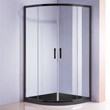 darrahopens Home & Garden > Bathroom Accessories 90 x 90cm Rounded Sliding 6mm Curved Shower Screen with Base in Black