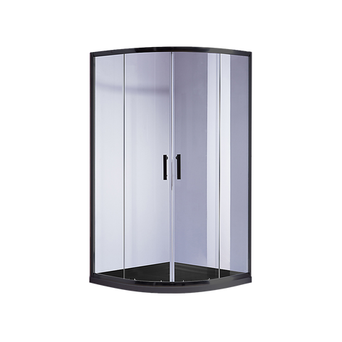 darrahopens Home & Garden > Bathroom Accessories 90 x 90cm Rounded Sliding 6mm Curved Shower Screen with Base in Black