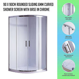 darrahopens Home & Garden > Bathroom Accessories 90 x 90cm Rounded Sliding 6mm Curved Shower Screen with Base in Chrome