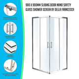darrahopens Home & Garden > Bathroom Accessories 900 x 900mm Sliding Door Nano Safety Glass Shower Screen By Della Francesca