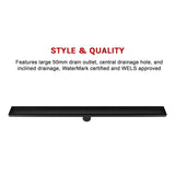 darrahopens Home & Garden > Bathroom Accessories 900mm Tile Insert Bathroom Shower Black Grate Drain w/Centre outlet Floor Waste