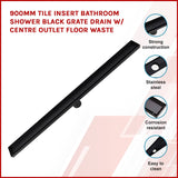 darrahopens Home & Garden > Bathroom Accessories 900mm Tile Insert Bathroom Shower Black Grate Drain w/Centre outlet Floor Waste