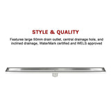 darrahopens Home & Garden > Bathroom Accessories 900mm Tile Insert Bathroom Shower Stainless Steel Grate Drain w/Centre outlet Floor Waste