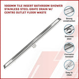 darrahopens Home & Garden > Bathroom Accessories 900mm Tile Insert Bathroom Shower Stainless Steel Grate Drain w/Centre outlet Floor Waste