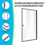 darrahopens Home & Garden > Bathroom Accessories Adjustable Semi Frameless Shower Screen (114~122) x 195cm Australian Safety Glass