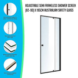 darrahopens Home & Garden > Bathroom Accessories Adjustable Semi Frameless Shower Screen (82~90) x 195cm Australian Safety Glass