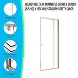 darrahopens Home & Garden > Bathroom Accessories Adjustable Semi Frameless Shower Screen (82~90) x 195cm Australian Safety Glass
