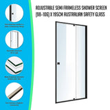 darrahopens Home & Garden > Bathroom Accessories Adjustable Semi Frameless Shower Screen (98~106) x 195cm Australian Safety Glass