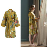 Darrahopens Home & Garden > Bathroom Accessories Bedding House Van Gogh Partout des Fleurs Gold Kimono Bath Robe Large/Extra Large
