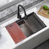 darrahopens Home & Garden > Bathroom Accessories BRIENZ 32-inch Nano Workstation Ledge Undermount 16 Gauge Stainless Steel Kitchen Sink Single Bowl