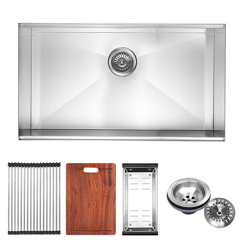 darrahopens Home & Garden > Bathroom Accessories BRIENZ 32-inch Nano Workstation Ledge Undermount 16 Gauge Stainless Steel Kitchen Sink Single Bowl