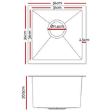 darrahopens Home & Garden > Bathroom Accessories Cefito 36cm x 36cm Stainless Steel Kitchen Sink Under/Top/Flush Mount Silver