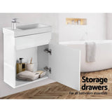 darrahopens Home & Garden > Bathroom Accessories Cefito 400mm Bathroom Vanity Basin Cabinet Sink Storage Wall Hung Ceramic Basins Wall Mounted White