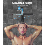 darrahopens Home & Garden > Bathroom Accessories Cefito WElS 8'' Rain Shower Head Mixer Square High Pressure Wall Arm DIY Black