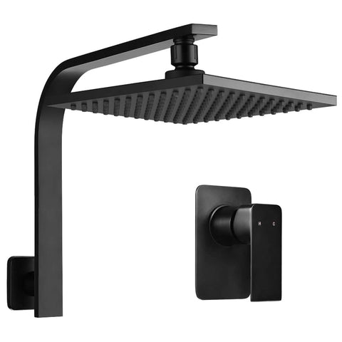 darrahopens Home & Garden > Bathroom Accessories Cefito WElS 8'' Rain Shower Head Mixer Square High Pressure Wall Arm DIY Black
