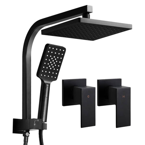 darrahopens Home & Garden > Bathroom Accessories Cefito WELS 8'' Rain Shower Head Taps Square Handheld High Pressure Wall Black