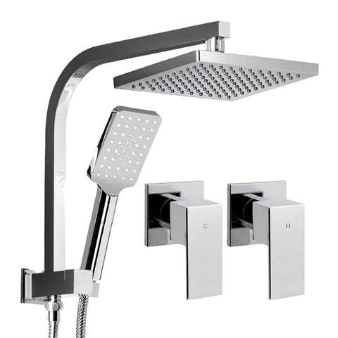darrahopens Home & Garden > Bathroom Accessories Cefito WELS 8'' Rain Shower Head Taps Square Handheld High Pressure Wall Chrome