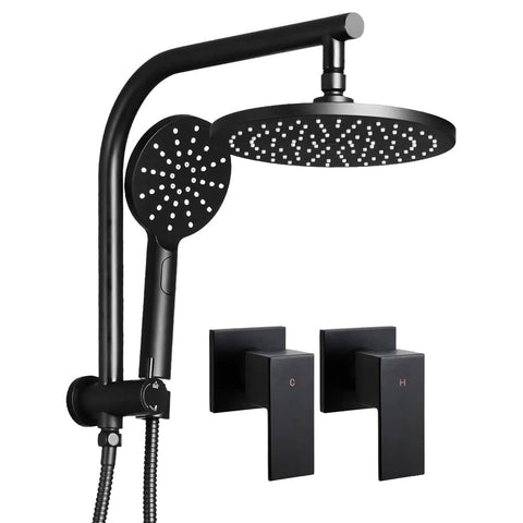 darrahopens Home & Garden > Bathroom Accessories Cefito WELS 9'' Rain Shower Head Taps Round Handheld High Pressure Wall Black