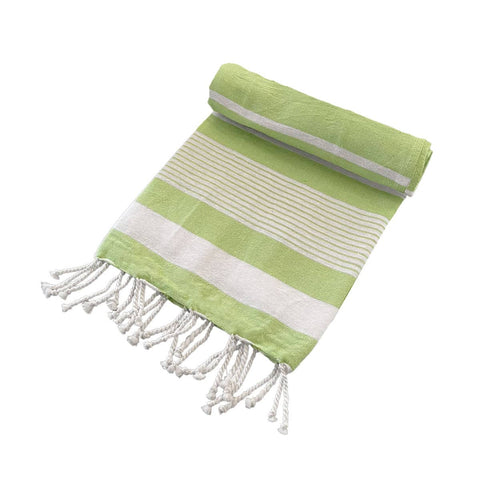 Darrahopens Home & Garden > Bathroom Accessories Cotton Rich Large Turkish Beach Towel with Tassels 80cm x 155cm Green