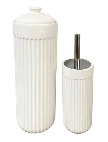 Darrahopens Home & Garden > Bathroom Accessories Gloss White Ceramic Bathroom Accessories Set Toilet Brush Paper Roll Holder