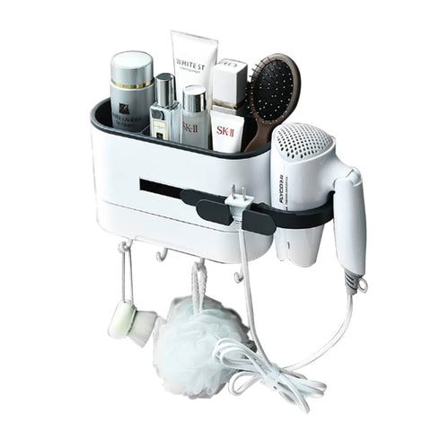 Darrahopens Home & Garden > Bathroom Accessories Hair Dryer Holder Set Bathroom Wall Mounted Toothbrush Comb Storage White Rack