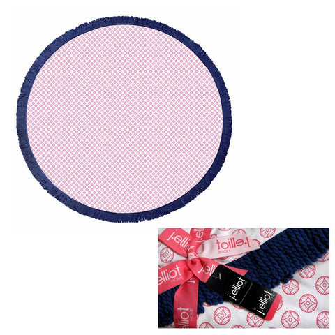 Darrahopens Home & Garden > Bathroom Accessories J.Elliot Home Koel Round Cotton Turkish Towel Pink/ Navy