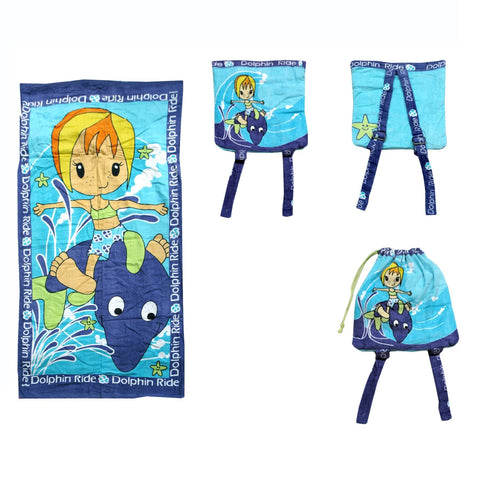 Darrahopens Home & Garden > Bathroom Accessories Kids Beach Towel N Bag Dolphin