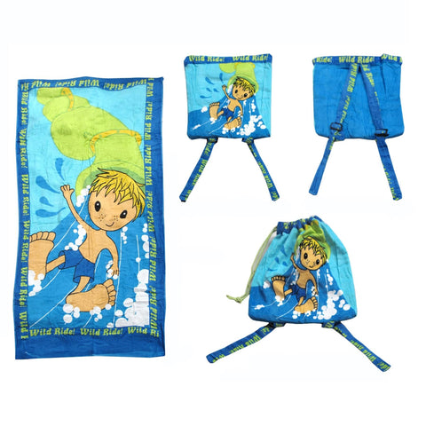 Darrahopens Home & Garden > Bathroom Accessories Kids Beach Towel N Bag Wild Ride