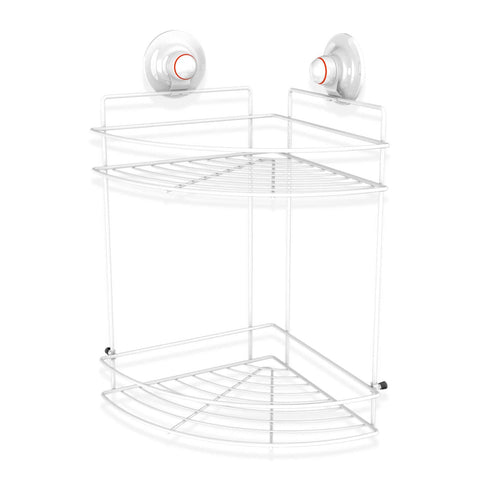 darrahopens Home & Garden > Bathroom Accessories PowerLoc Double Corner Shelf Removable Suction Large - White