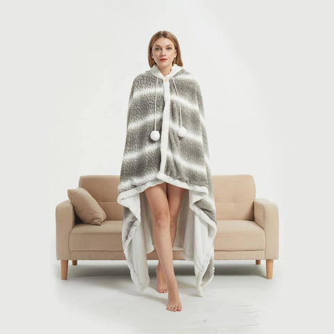 Darrahopens Home & Garden > Bathroom Accessories Ramesses Faux Fur Hooded Robe Grey White Stripe