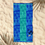 Darrahopens Home & Garden > Bathroom Accessories Rans Premium Cotton Jacquard Beach Towel Palm Tree Blue