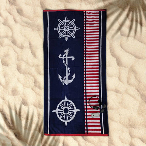 Darrahopens Home & Garden > Bathroom Accessories Rans Premium Cotton Jacquard Beach Towel Sailor Blue