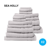 darrahopens Home & Garden > Bathroom Accessories Royal Comfort 16 Piece Egyptian Cotton Eden Towel Set 600GSM Luxurious Absorbent - Sea Holly