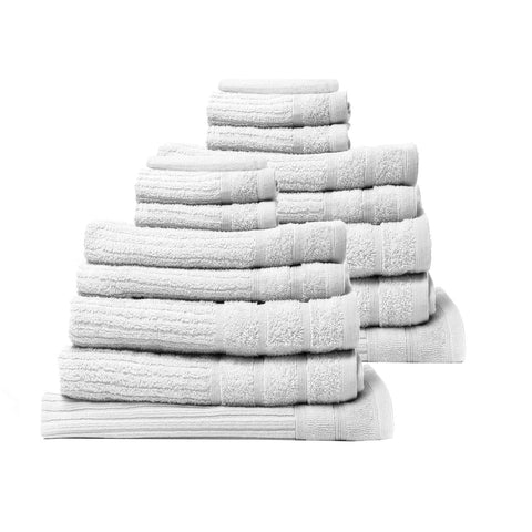 darrahopens Home & Garden > Bathroom Accessories Royal Comfort 16 Piece Egyptian Cotton Eden Towel Set 600GSM Luxurious Absorbent - White