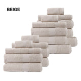 darrahopens Home & Garden > Bathroom Accessories Royal Comfort 18 Piece Cotton Bamboo Towel Bundle Set 450GSM Luxurious Absorbent - Beige