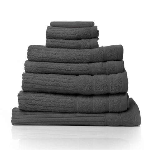 darrahopens Home & Garden > Bathroom Accessories Royal Comfort Eden Egyptian Cotton 600GSM 8 Piece Luxury Bath Towels Set - Granite