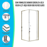 darrahopens Home & Garden > Bathroom Accessories Semi Frameless Shower Screen (74~82)x 195cm & (77~80)x 195cm Side AS/NZS Glass