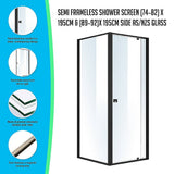 darrahopens Home & Garden > Bathroom Accessories Semi Frameless Shower Screen (74~82)x 195cm & (89~92)x 195cm Side AS/NZS Glass