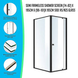 darrahopens Home & Garden > Bathroom Accessories Semi Frameless Shower Screen (74~82)x 195cm & (98~101)x 195cm Side AS/NZS Glass