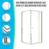darrahopens Home & Garden > Bathroom Accessories Semi Frameless Shower Screen (82~90)x 195cm & (77~80)x 195cm Side AS/NZS Glass