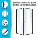 darrahopens Home & Garden > Bathroom Accessories Semi Frameless Shower Screen (82~90)x 195cm & (89~92)x 195cm Side AS/NZS Glass