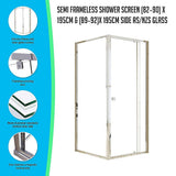 darrahopens Home & Garden > Bathroom Accessories Semi Frameless Shower Screen (82~90)x 195cm & (89~92)x 195cm Side AS/NZS Glass
